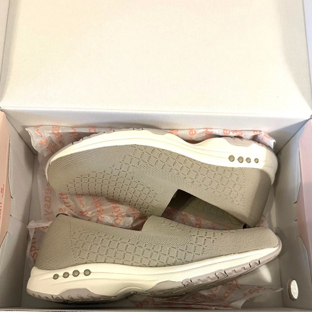 Easy Spirit Tech 2 Taupe Knit Slip On Walking Shoes Sneakers Womens 9M SETECH2